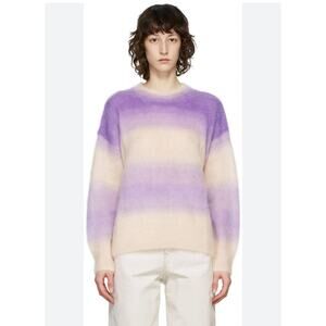Isabel Marant Etoile Mohair Drussel Knit Lightweight Sweater Purple Ombré 34 XS